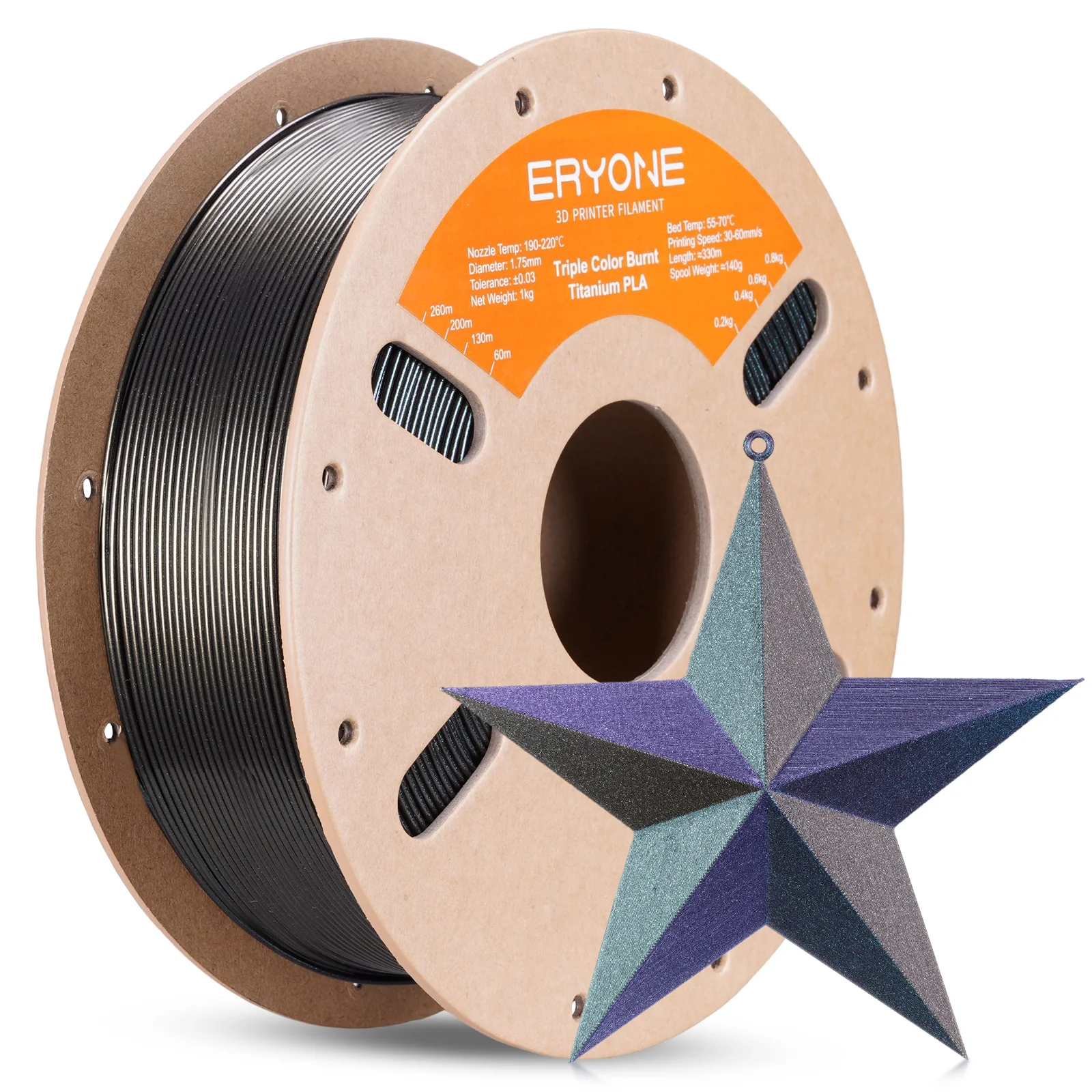 PLA Burnt Titanium Triple Color Filament - 1.75mm±0.03mm (1kg) - Image 3