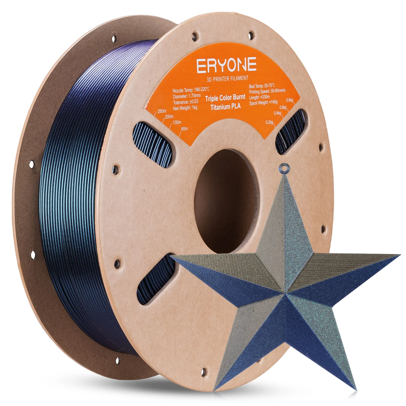 PLA Burnt Titanium Triple Color Filament - 1.75mm±0.03mm (1kg) - Image 4