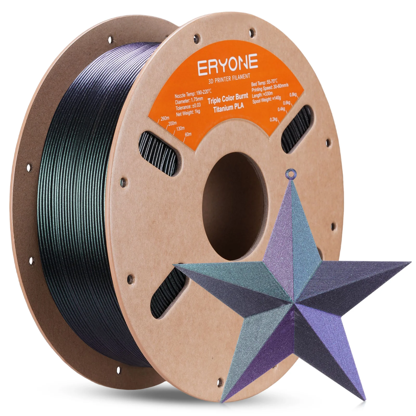 PLA Burnt Titanium Triple Color Filament - 1.75mm±0.03mm (1kg) - Image 5