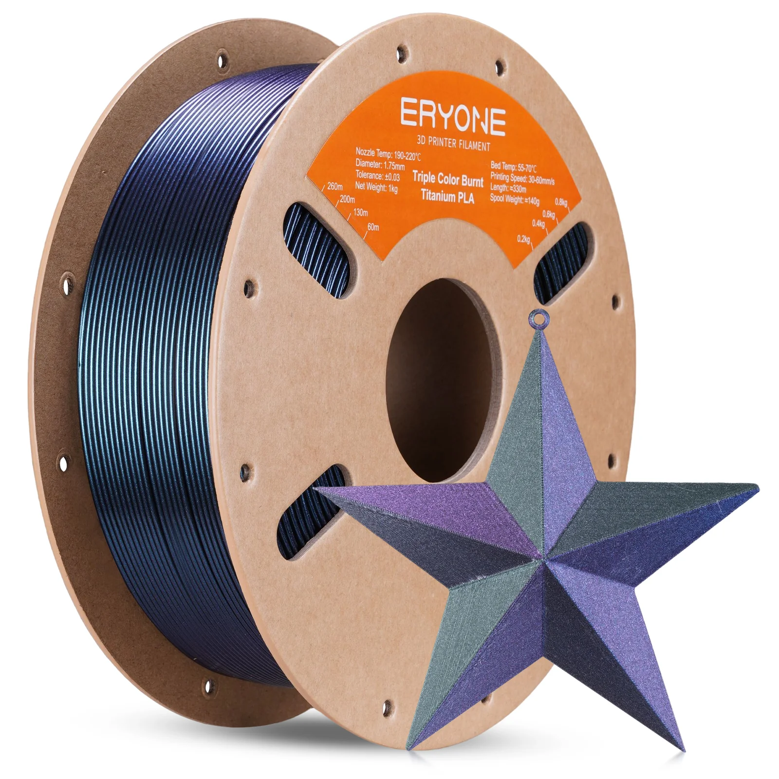 PLA Burnt Titanium Triple Color Filament - 1.75mm±0.03mm (1kg) - Image 6