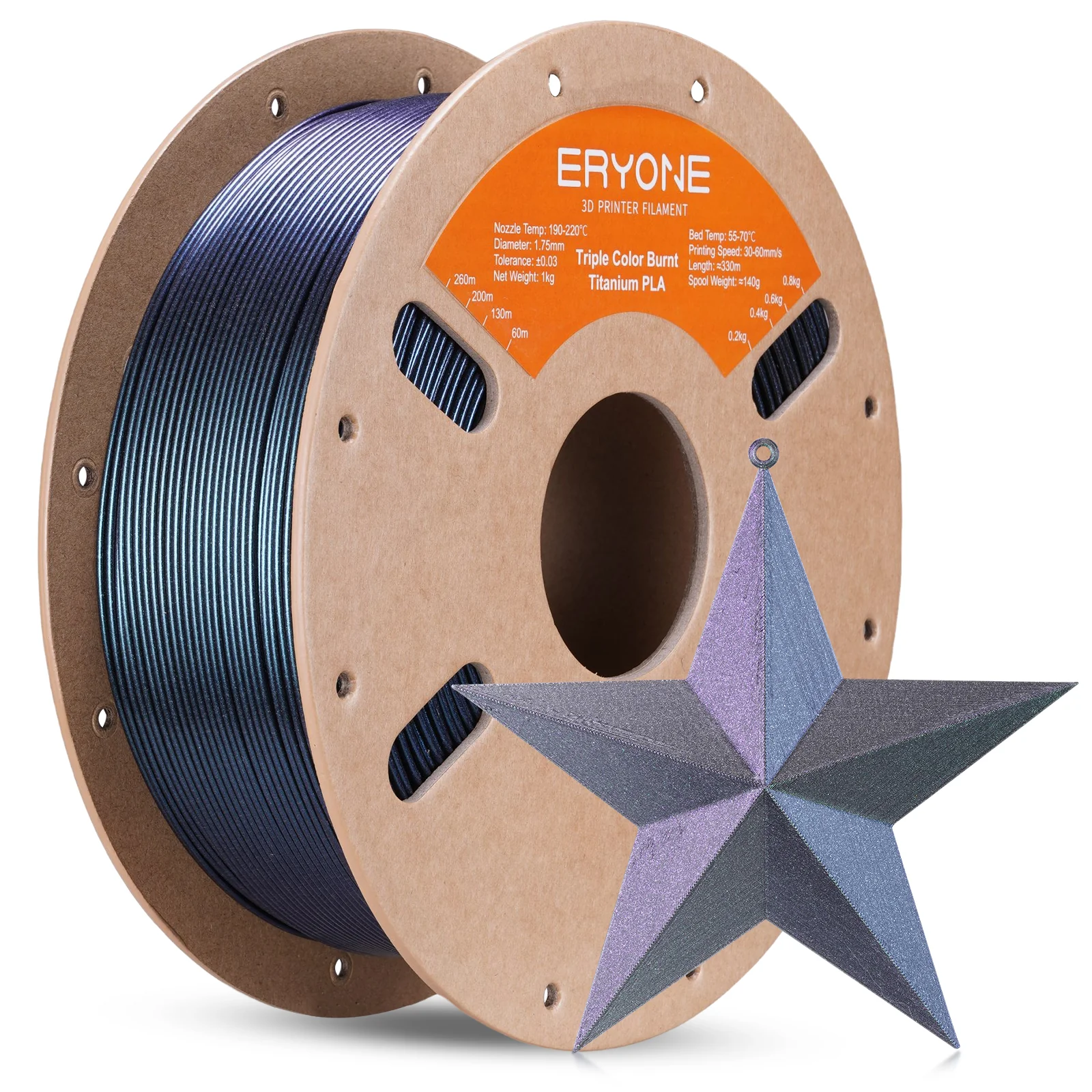PLA Burnt Titanium Triple Color Filament - 1.75mm±0.03mm (1kg) - Image 7