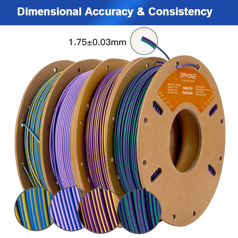 3D Printer Filament, PLA Matte Dual-Color Filament，1.75mm±0.03mm（250g）,Total 4 Rolls - Image 6
