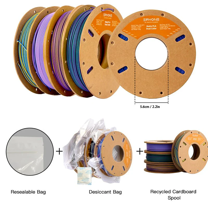 3D Printer Filament, PLA Matte Dual-Color Filament，1.75mm±0.03mm（250g）,Total 4 Rolls - Image 7