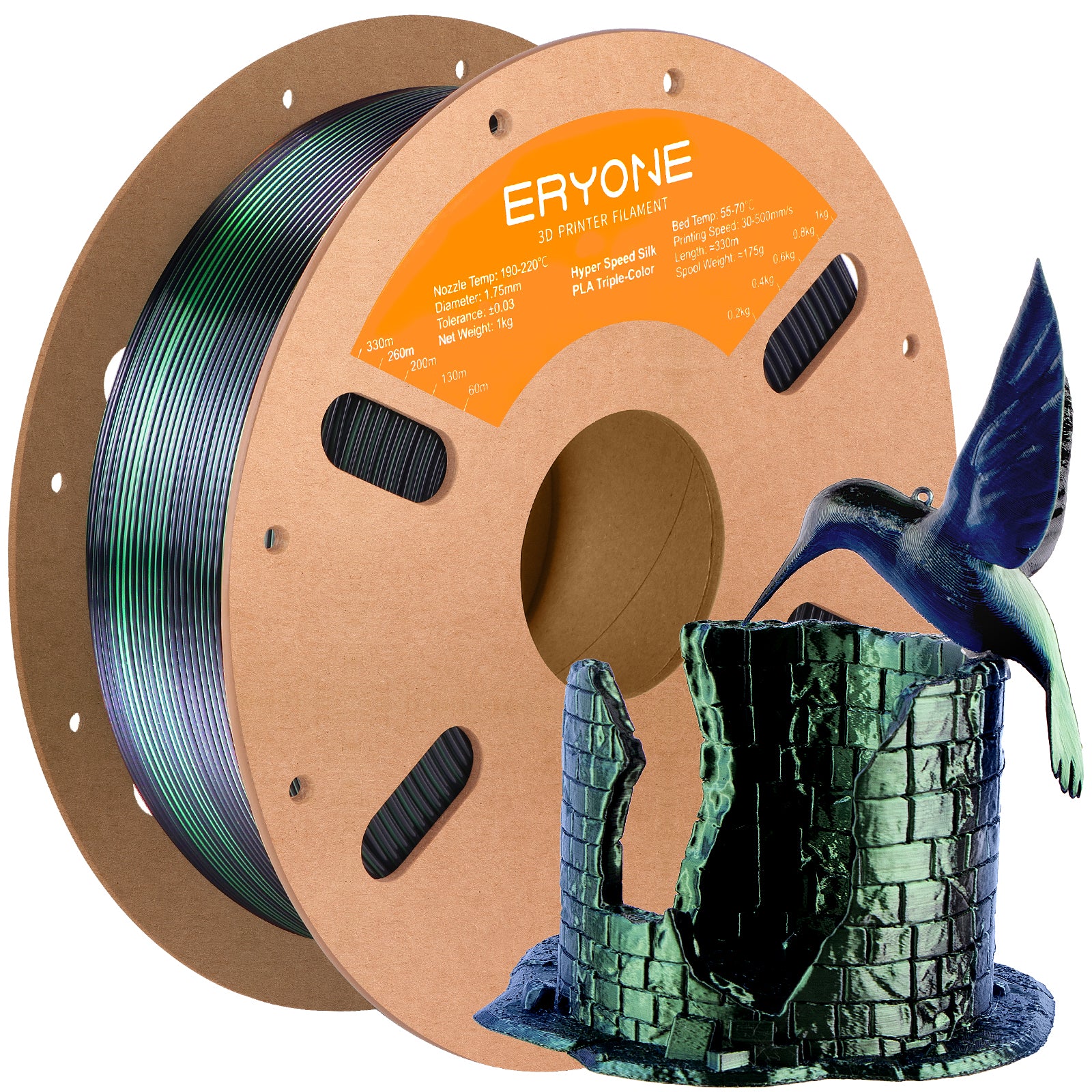 PLA Silk High-Speed Triple-Color Filament - 1.75mm±0.03mm (1kg) - Image 7