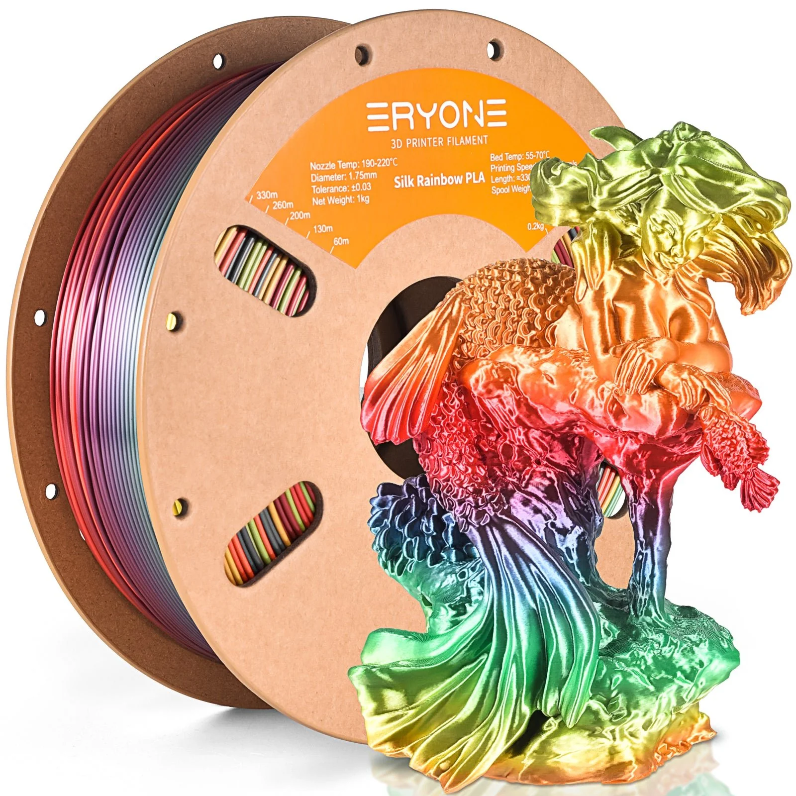 PLA Silk Rainbow Filament - 1.75mm±0.03mm (1kg) - Image 6