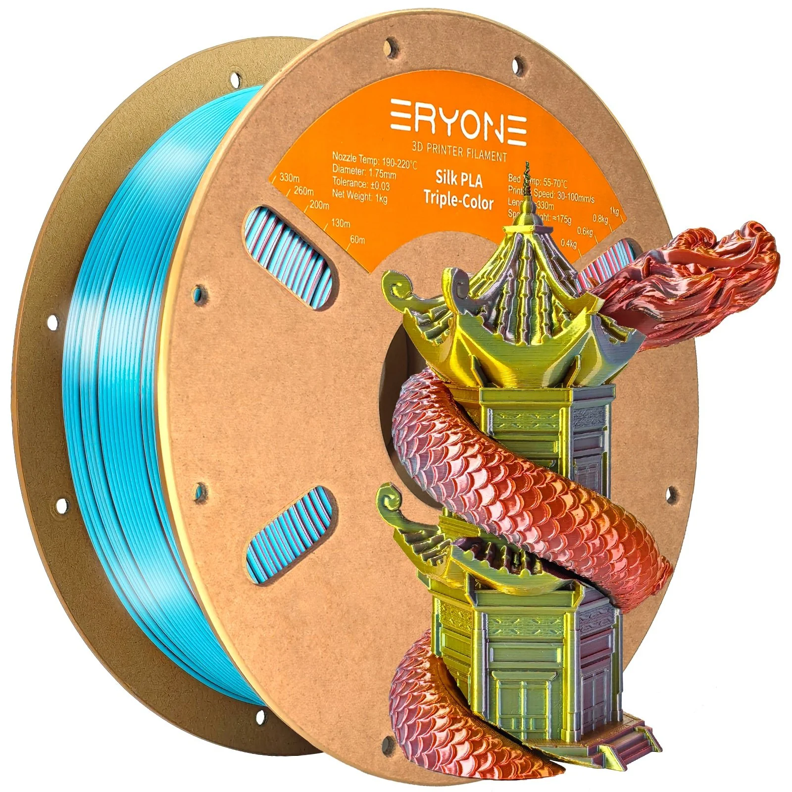 PLA Silk Triple-Color Filament - 1.75mm±0.03mm (1kg) - Image 7