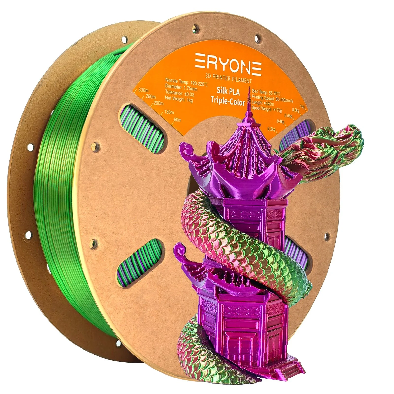 PLA Silk Triple-Color Filament - 1.75mm±0.03mm (1kg) - Image 5