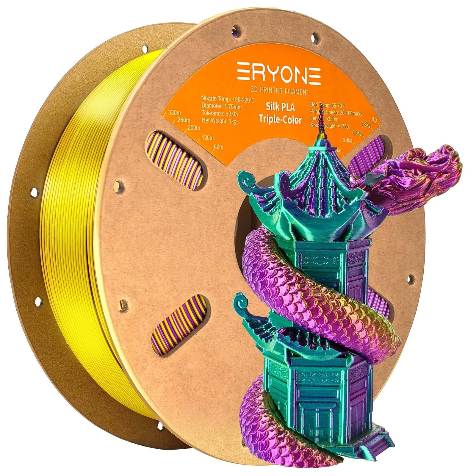 PLA Silk Triple-Color Filament - 1.75mm±0.03mm (1kg) - Image 6