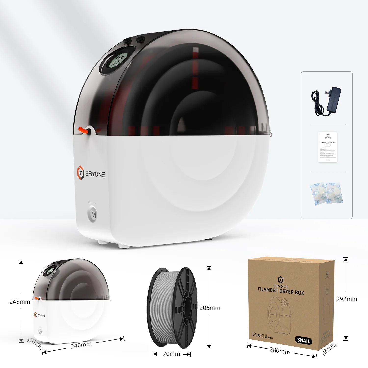 3D Printer Filament, ERYONE Snail Dryer Box M2(Dry heating Option) - Image 2