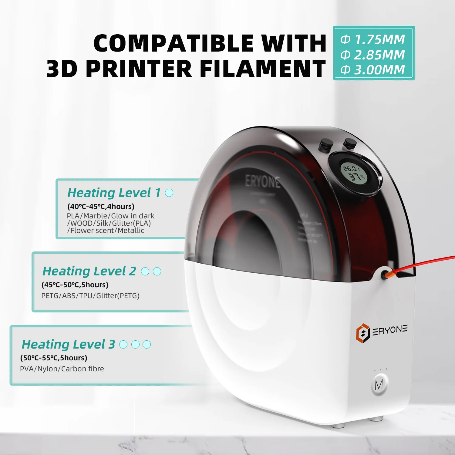 3D Printer Filament, ERYONE Snail Dryer Box M2(Dry heating Option) - Image 3