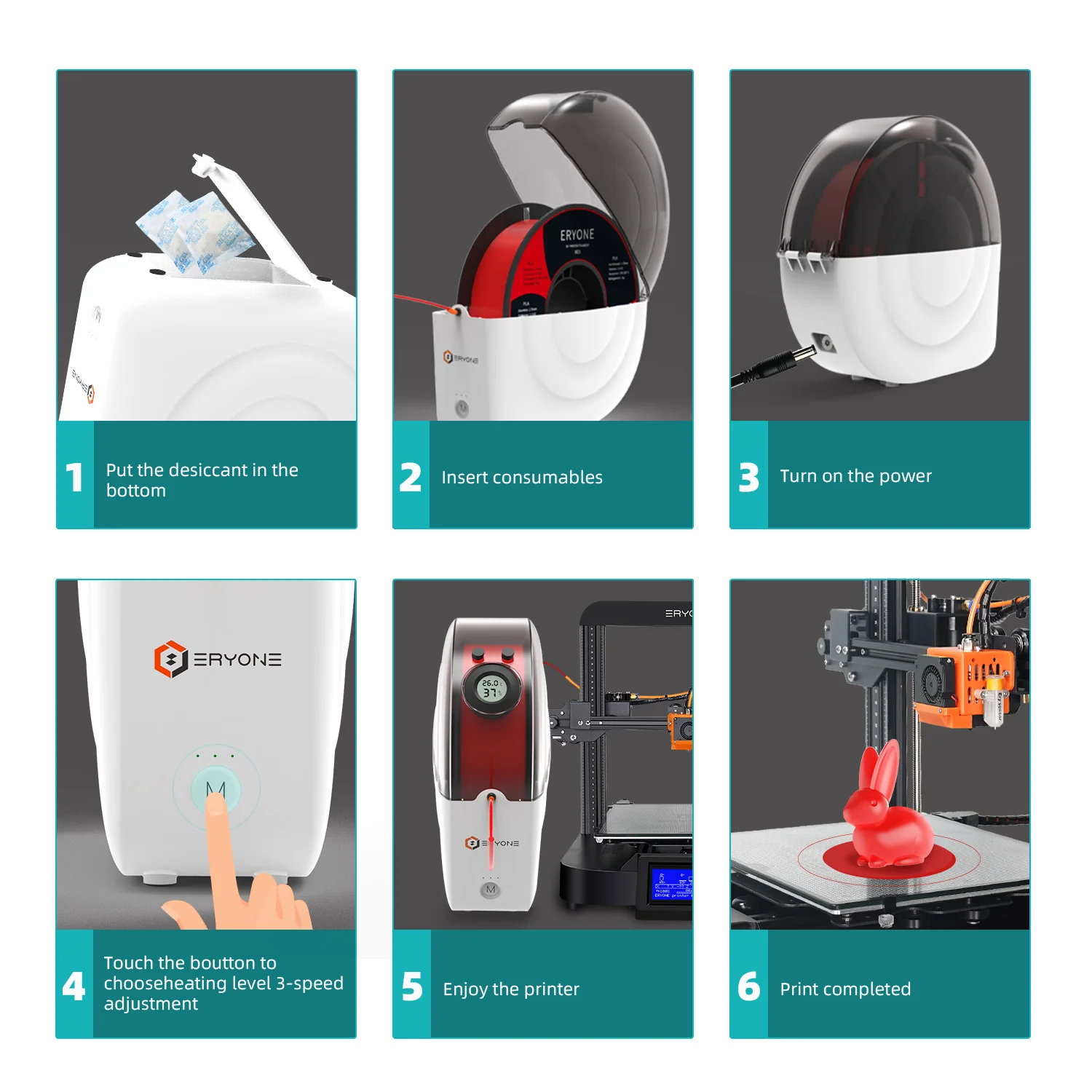 3D Printer Filament, ERYONE Snail Dryer Box M2(Dry heating Option) - Image 5