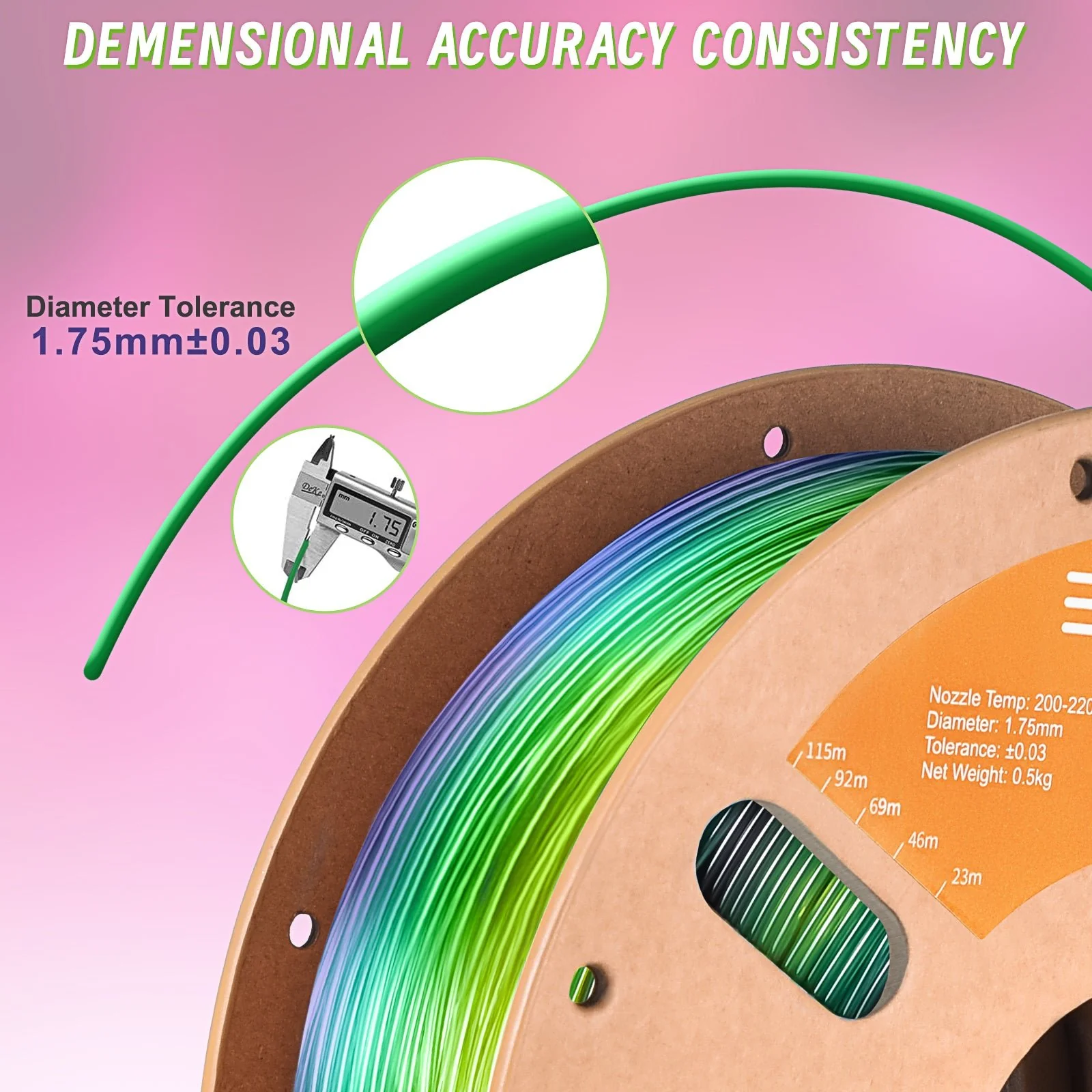 TPU Rainbow Filament,1.75 mm±0.05 mm(0.5kg) - Image 4