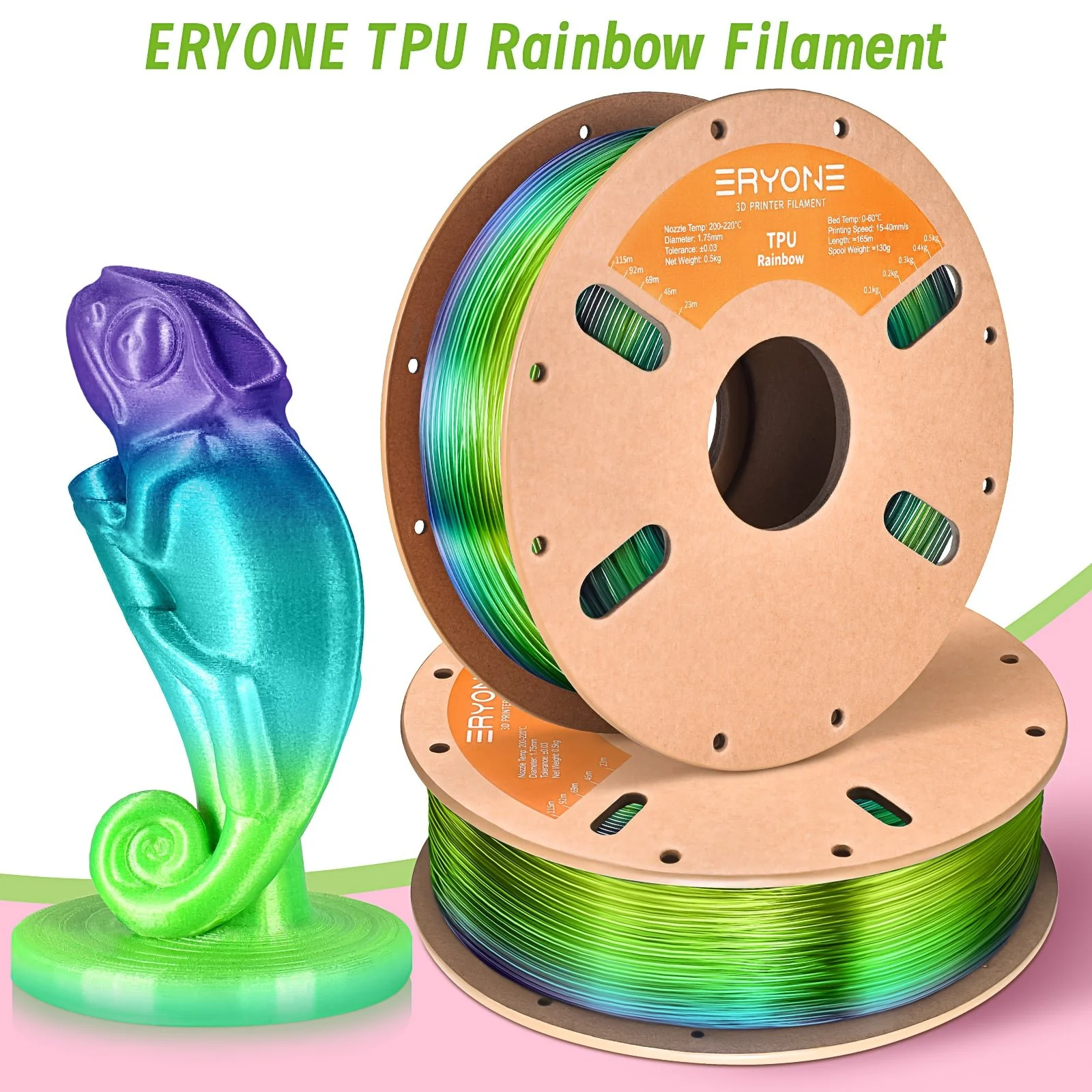 TPU Rainbow Filament,1.75 mm±0.05 mm(0.5kg) - Image 5